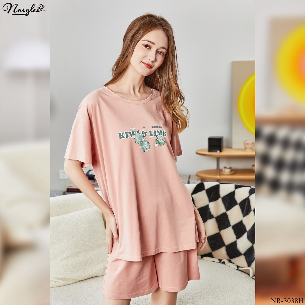 Đồ bộ mặc nhà nữ cao cấp Narylee áo thun ngắn tay quần đùi chất cotton nhập khẩu mềm mịn chống UV kháng khuẩn  Mã NR3038