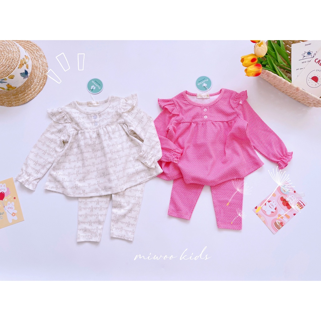 Đồ bộ cho bé gái dài tay Miwoo đồ ngủ bé gái 1 2 3 4 5 tuổi - SGDB