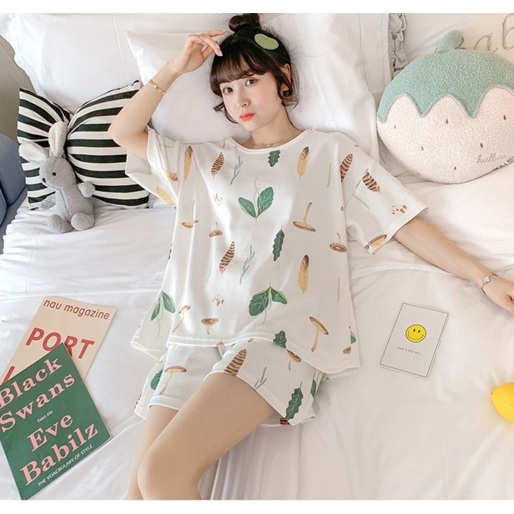 Bộ Đồ Ngủ Mùa Hè Thun Tay Ngắn Đủ Size, Set Đồ Nữ Mặc Nhà Dễ Thương Nhiều Mẫu Nhiều Hình