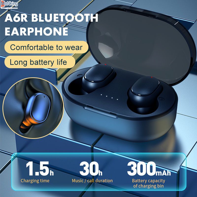 Không Dây Bluetooth A6R TWS Âm Thanh Stereo Tai Nghe Thể Thao Loại Bỏ Tiếng Ồn Mini Tai Nghe Nhét Tai Xiaomi Samsung ^ MK ^