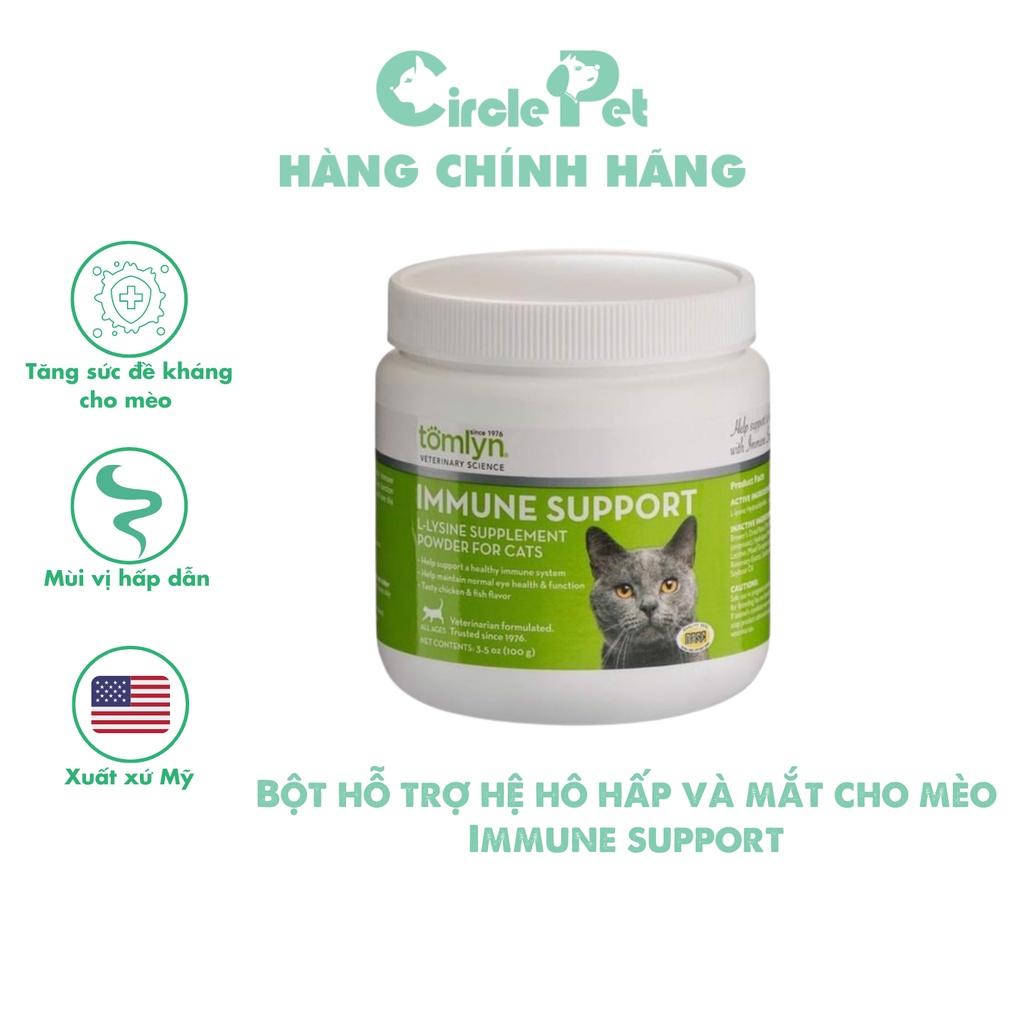 Bột Hỗ Trợ Hệ Hô Hấp Và Mắt Cho Mèo Tomlyn Immune Support Mùi Vị Hấp Dẫn - Circle Pet