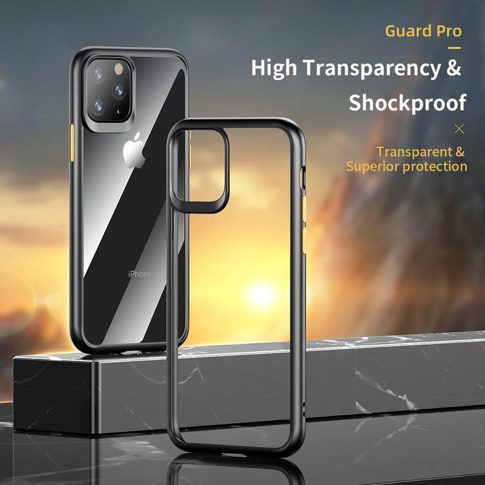 Ốp phone 11 (2019) chính hãng Rock (màu trong) siêu chống sốc, chống ố màu, chống vân tay