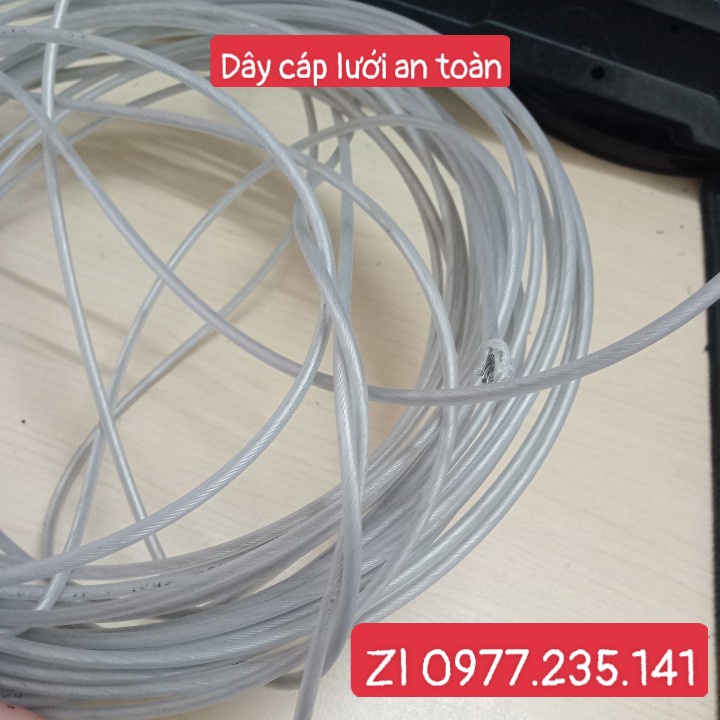 Cáp lưới an toàn 3mm 2,5mm lõi inox bọc nhựa siêu bền, dây lưới bán lẻ cho khách tự thi công tại nhà