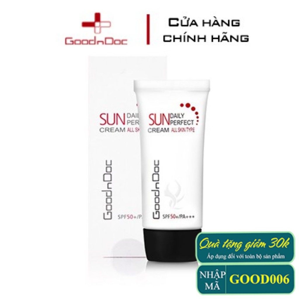 Kem chống nắng dưỡng sáng da ngừa lão hóa 3 in 1 Goodndoc Daily Perfect Suncream SPF 50+/PA+++ 50ml | BigBuy360 - bigbuy360.vn