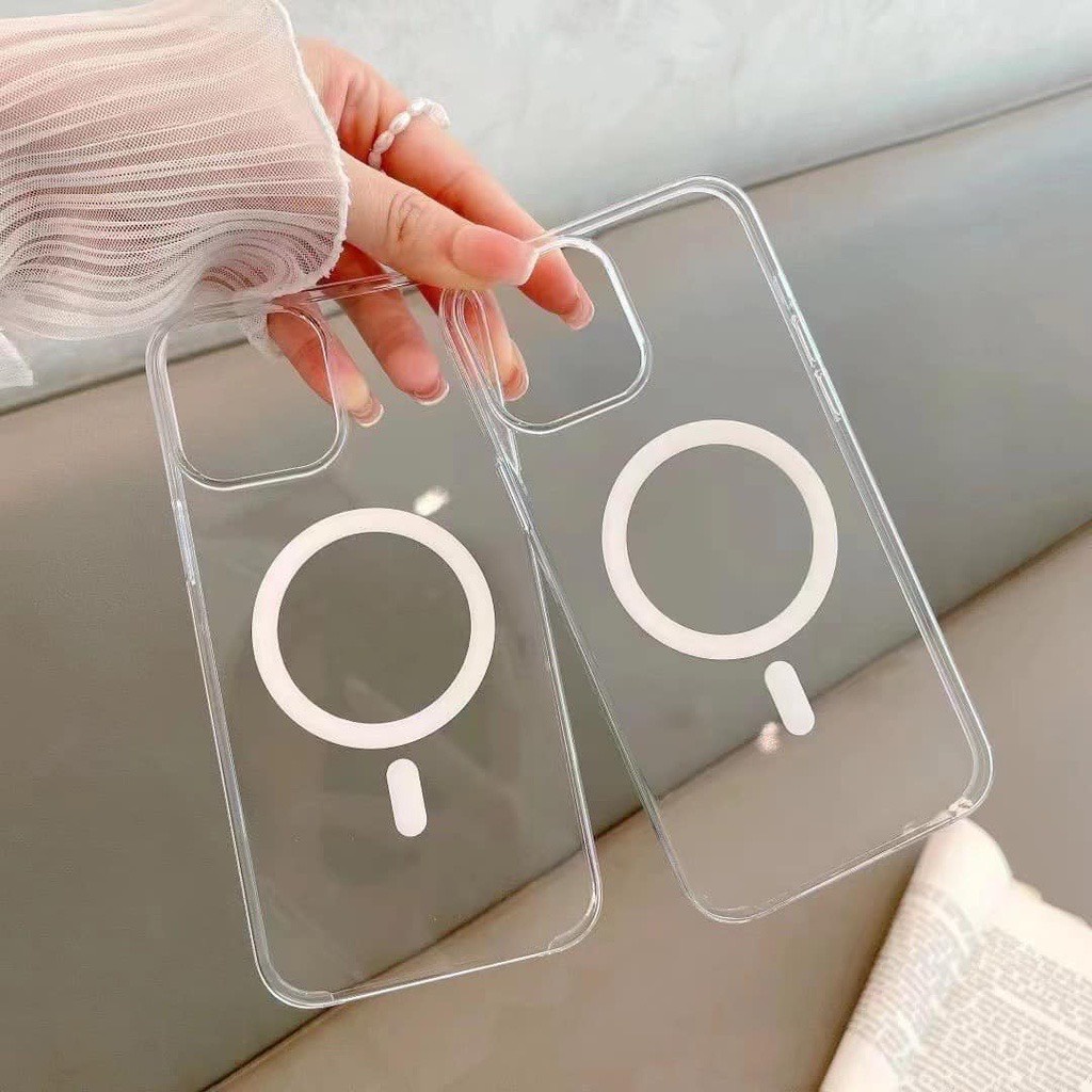 Ốp iPhone trong suốt,ốp hít sạc tích hợp từ tính, hỗ trợ hít phụ kiện sạc không dây 11/12/13/14/14Pro/14Max/14Promax.