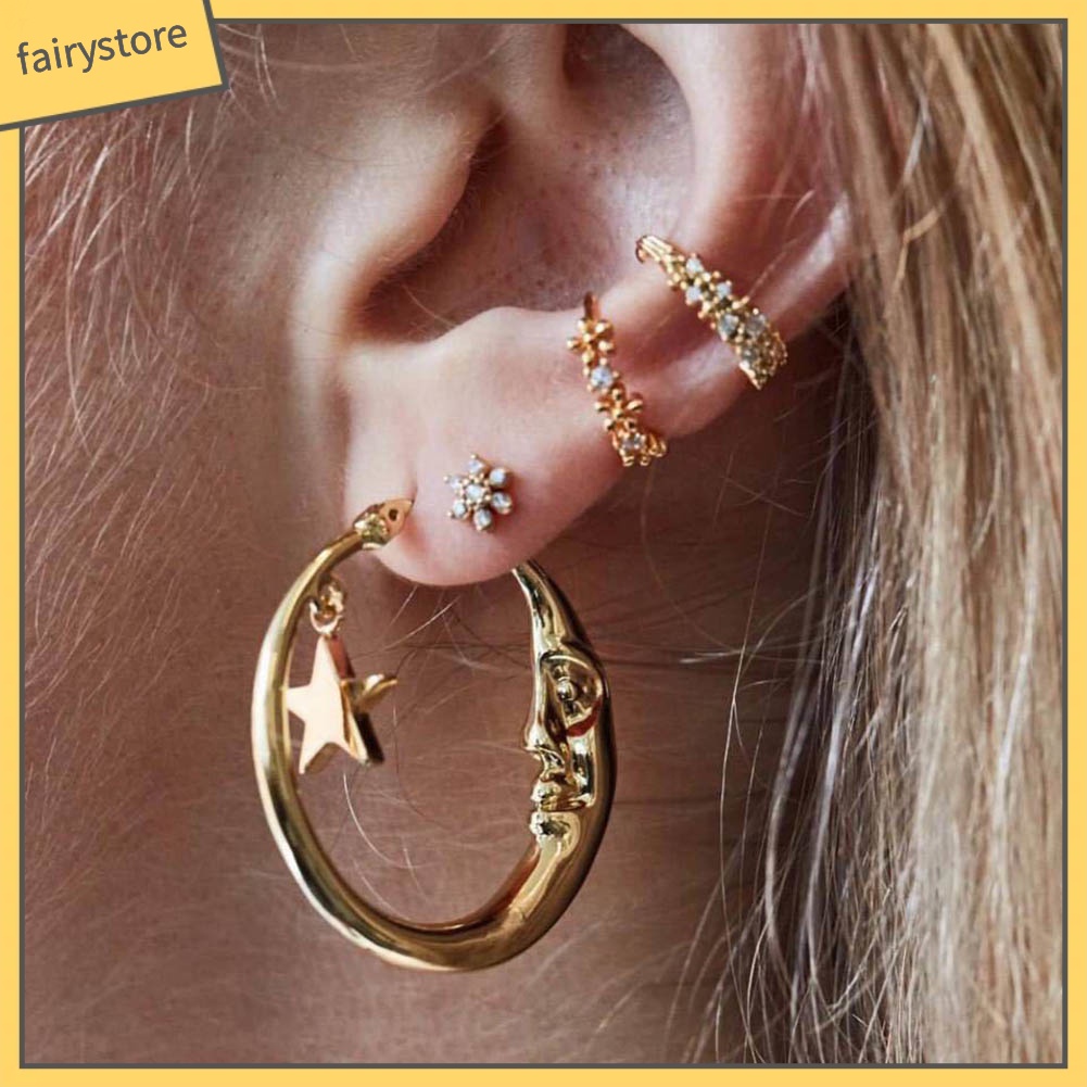 Set 1 / 4 Khuyên Vành Tai Đính Ngọc Trai Giả Thời Trang Cho Nữ