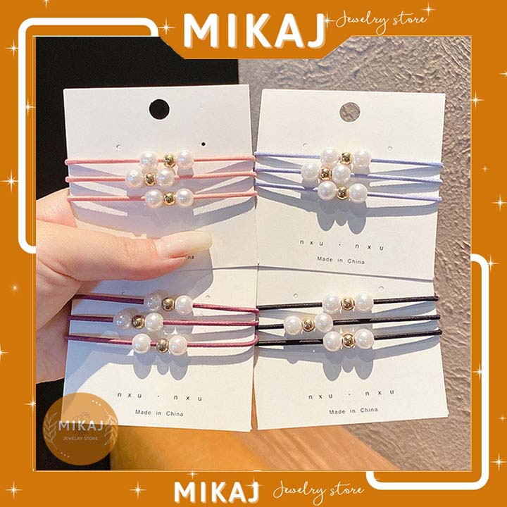 Dây buộc tóc scrunchies cho bé 1k hàn quốc cute nữ đính đá nhân tạo đẹp giá rẻ MIKAJ STORE