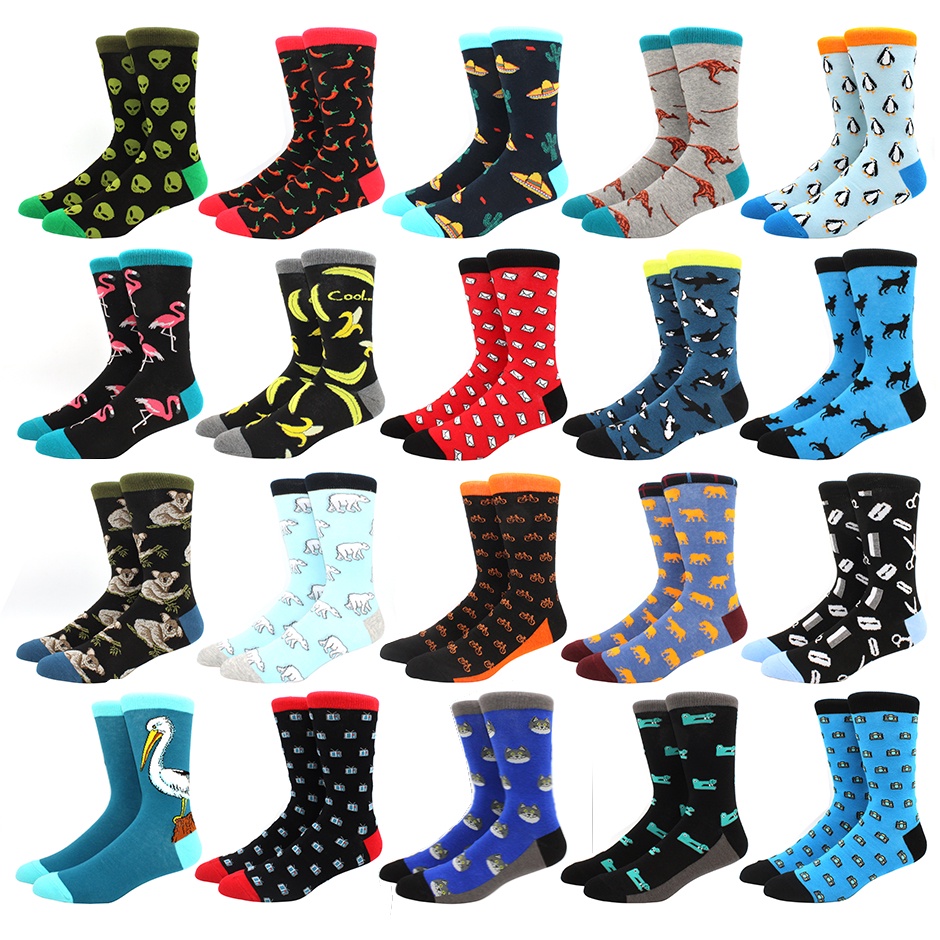 Vớ Cotton Họa Tiết Chim Hồng Hạc / Chim Hồng Hạc Vui Nhộn Phong Cách Harajuku Cho Nam