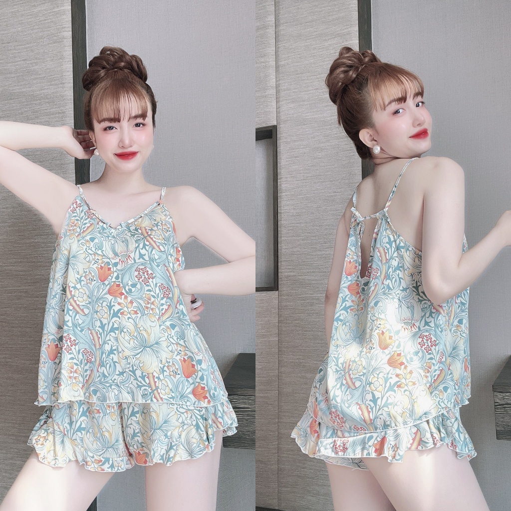 Đồ ngủ sexy 2 dây gợi cảm chất lụa latin mềm mát mặc ngủ thoải mái Freesize - Linqustore
