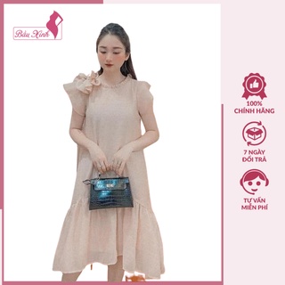 Váy bầu mùa hè - đầm bầu voan 2 lớp 3 nơ vai hàng freesize tới 70kg BN09