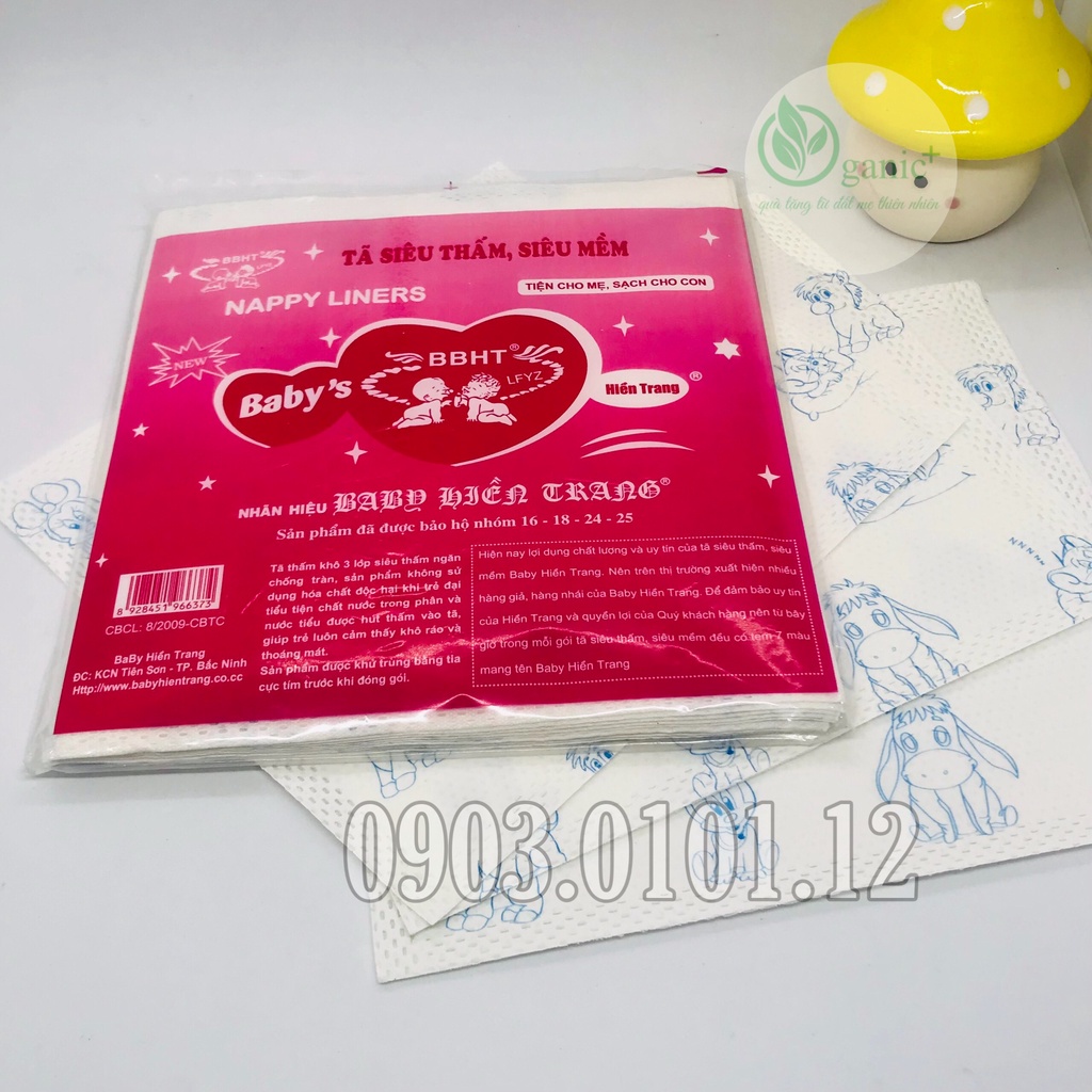 Tấm lót sơ sinh, miếng lót phân xu baby Hiền Trang, 100 tấm có tem chính hãng, siêu thấm hút, siêu tiện lợi