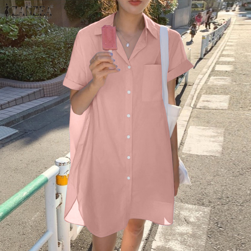 Đầm Sơ Mi ZANZEA Cho Nữ Tay Ngắn Hợp Thời Trang | BigBuy360 - bigbuy360.vn