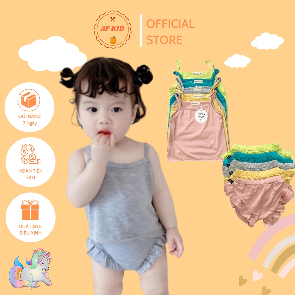 Đồ Bộ Bé Gái  Bộ MINKY MOM 2 Dây Quần Chip Bèo Cho Bé Chất Thun Lạnh Siêu Mềm Mịn Mát