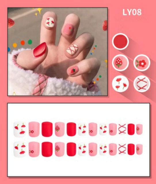 Set 24 móng giả mã LY04,08,29,82 nhiều kích cỡ phù hợp với mọi loại móng
