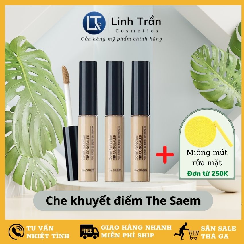 Kem Che Khuyết Điểm Có Chống Nắng Hàn Quốc The Saem Cover Perfection Tip Concealer SPF28/PA++