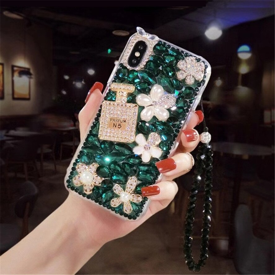 Ốp Điện Thoại Đính Đá Lấp Lánh Sang Trọng + Dây Đeo diy Cho iphone 11 pro max 14 13 12 pro xr xs max x 6s 7 8 plus se 2020