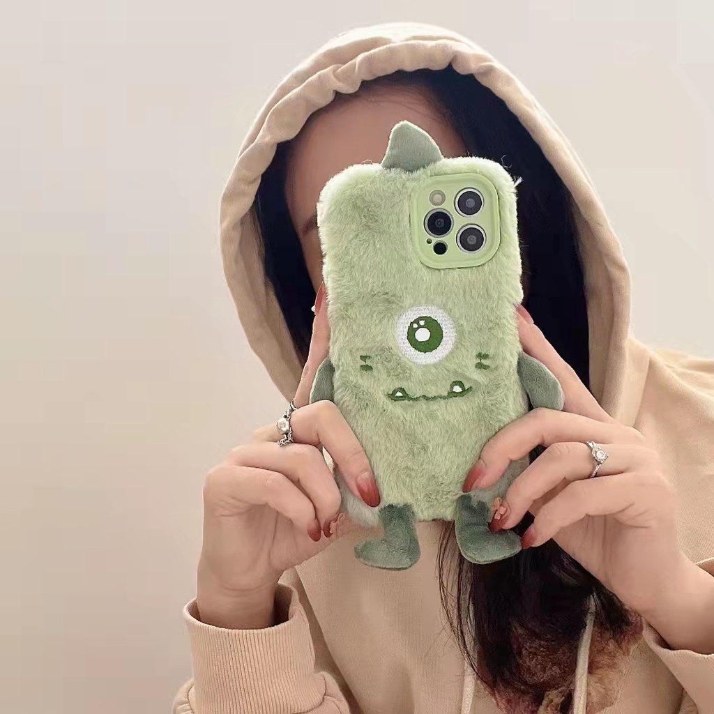 Ốp điện thoại mềm hình quái vật nhồi bông xanh lá thích hợp cho Iphone 13promax 12 pro max 11 pro max xsmax xr x 7 plus