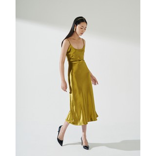 CHEN - VÁY LỤA KHÔNG DÂY KÉO (MUSTARD PEARL DRESS)