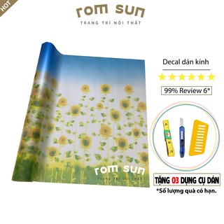 Decal dán kính cửa sổ chống nhìn trộm phòng ngủ khổ 90cm, Giấy decan dán kính mờ cửa phòng tắm đẹp hoa vàng