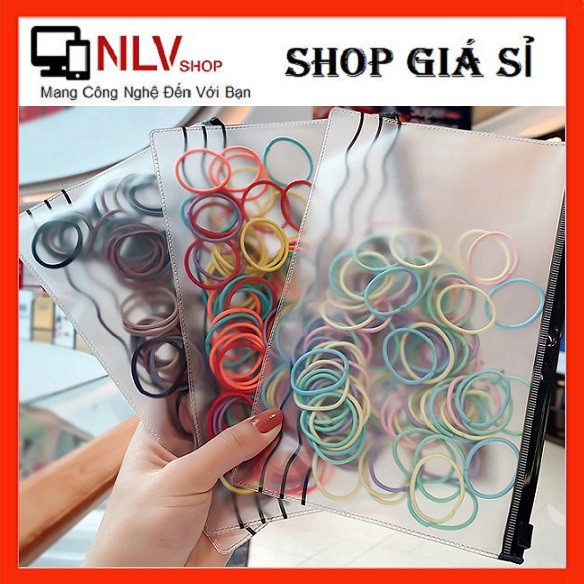 Set 100 chun cột tóc trơn nhiều màu cho bạn gái