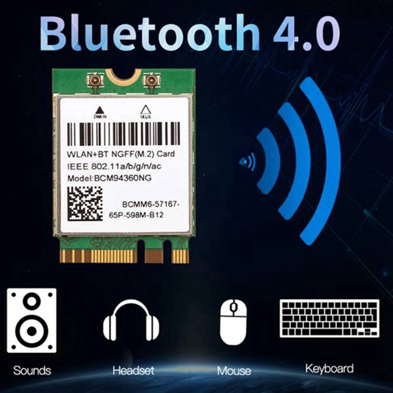 Thẻ Mạng Không Dây Băng Tần Kép 1200Mbps BCM94360NG Cho MacOS Hackintosh 802.11Ac Bluetooth 4.0 Và Phụ Kiện
