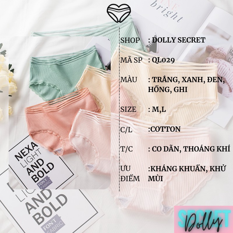 Quần lót cotton len tăm sợi tre cạp ren sọc kháng khuẩn thun lạnh dễ thương cho nữ LILY DOLLY SECRET QL029 | BigBuy360 - bigbuy360.vn