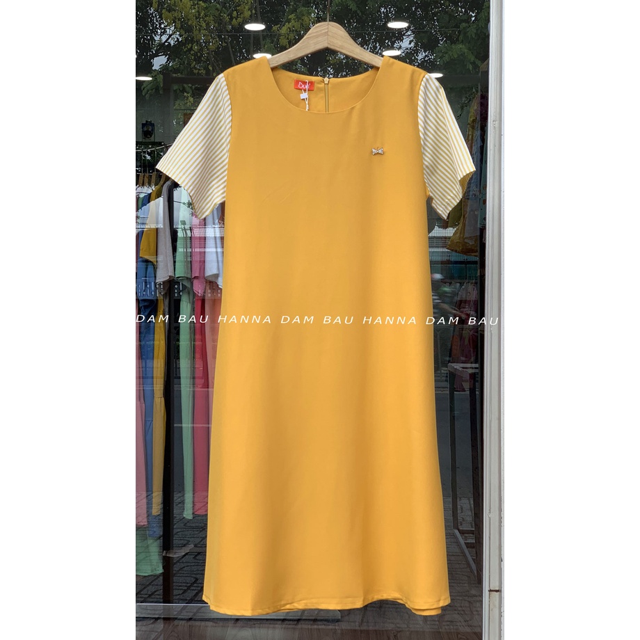 [HANNA] Đầm bầu công sở tphcm đẹp lịch sự có size tới 70kg vải mềm mát thấm mồ hôi tốt có 2 túi bên sườn sale giá rẻ