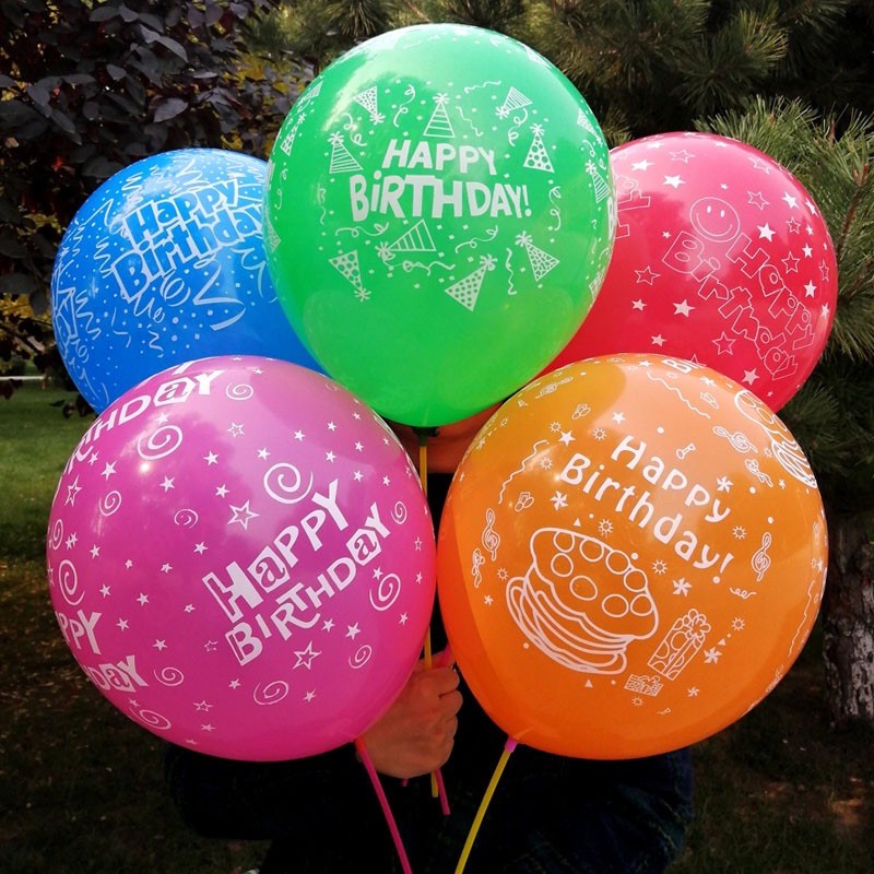 Sỉ vỏ bóng bay in chữ happy birthday trang trí MS01 ( gói 100 quả)