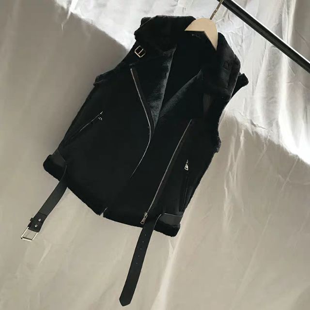 Áo gile nữ da lộn