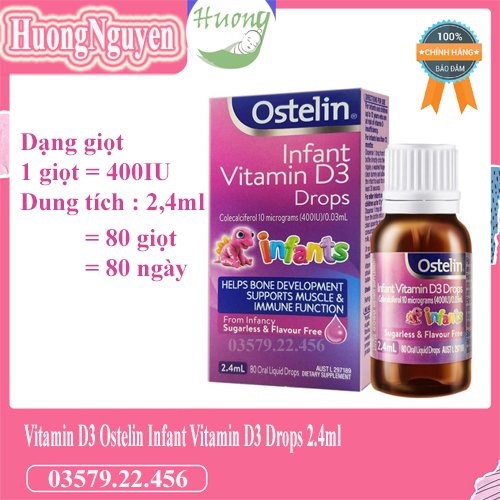 Vitamin d3 Ostelin của Úc cho trẻ sơ sinh và trẻ từ 6 tháng