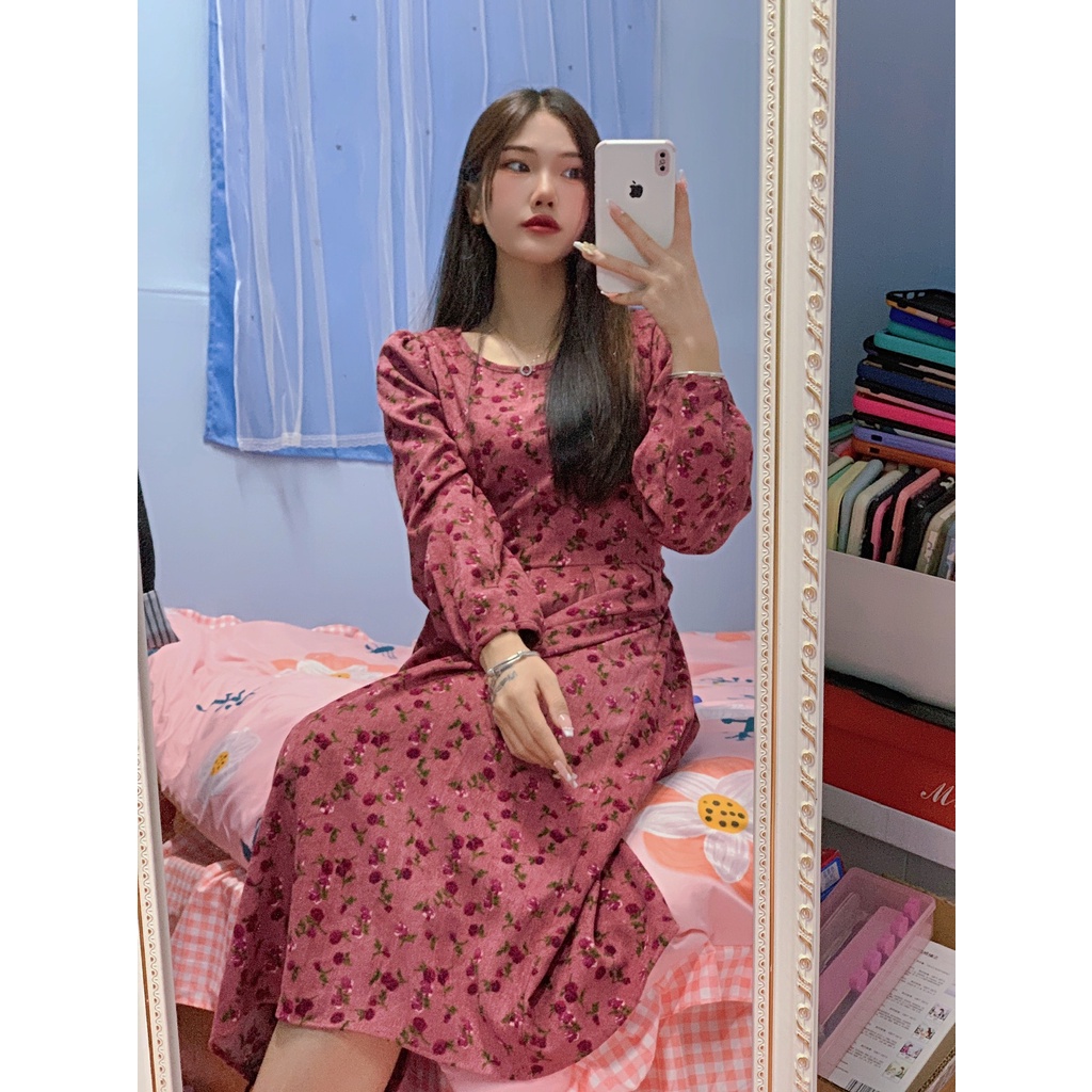 Đầm hoa lưng cao thời trang mùa thu xinh xắn dành cho nữ