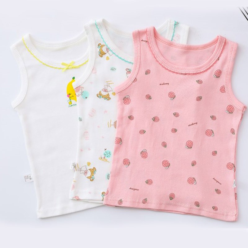 Áo Hai Dây Chất Liệu Cotton Họa Tiết Xinh Xắn Cho Bé Gái