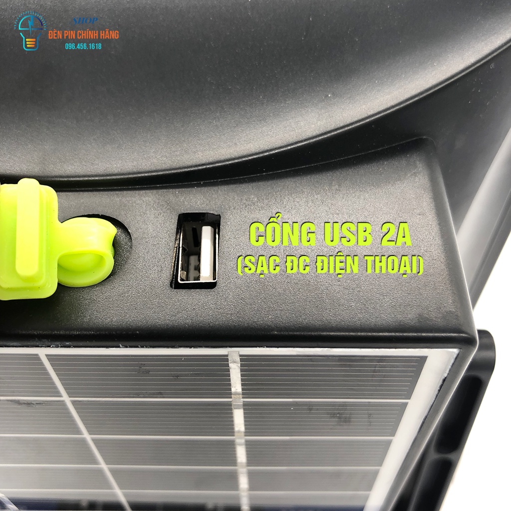 Đèn tích điện năng lượng mặt trời YUXING 878A siêu sáng 300w 3 chế độ sáng có cổng usb sạc điện thoại tặng kèm sạc