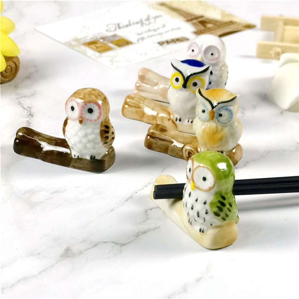 Giá Đỡ Đũa Bằng Sứ Hình Chim Cú Độc Đáo Tiện Dụng Cho Nhà Bếp / Nhà Hàng