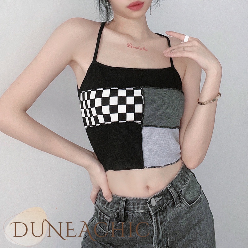 DUNEA Áo Nữ Tay Dài Họa Tiết Ca Rô Thời Trang Thanh Lịch