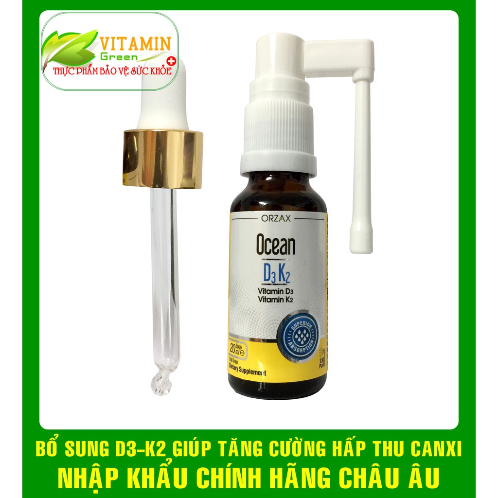 OCEAN D3 K2 BỔ SUNG VITAMIN D3 VÀ VITAMIN K2 XỊT VÀ NHỎ CHO BÉ | NHẬP KHẨU CHÍNH HÃNG THỔ NHĨ KỲ