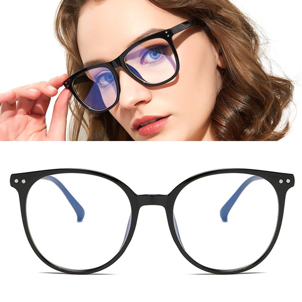 CLEVER Vintage Office Computer Goggles Oversized Anti Radiation Blue Light Blocking Glasses Round Frame Lightweight Fashion Clear Lens Anti Blue Light Glasses