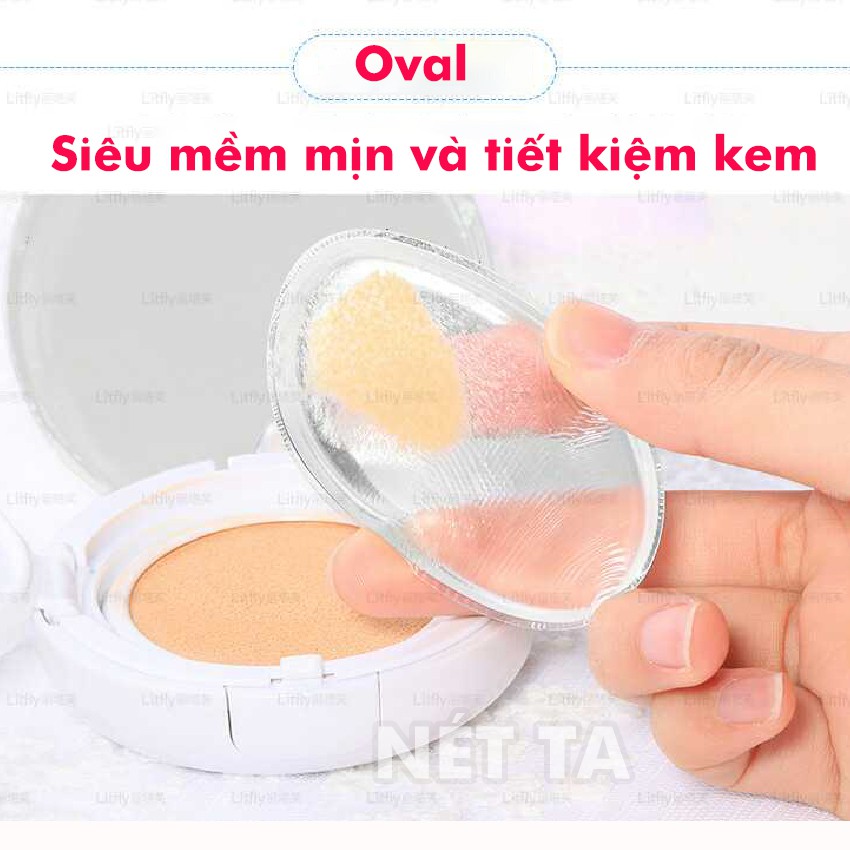 Mút trang điểm silicone sponge  silisponge hình oval đánh nền tán kem tiết kiệm mỹ phẩm,mềm mịn và tiện lợi(hình ovan)