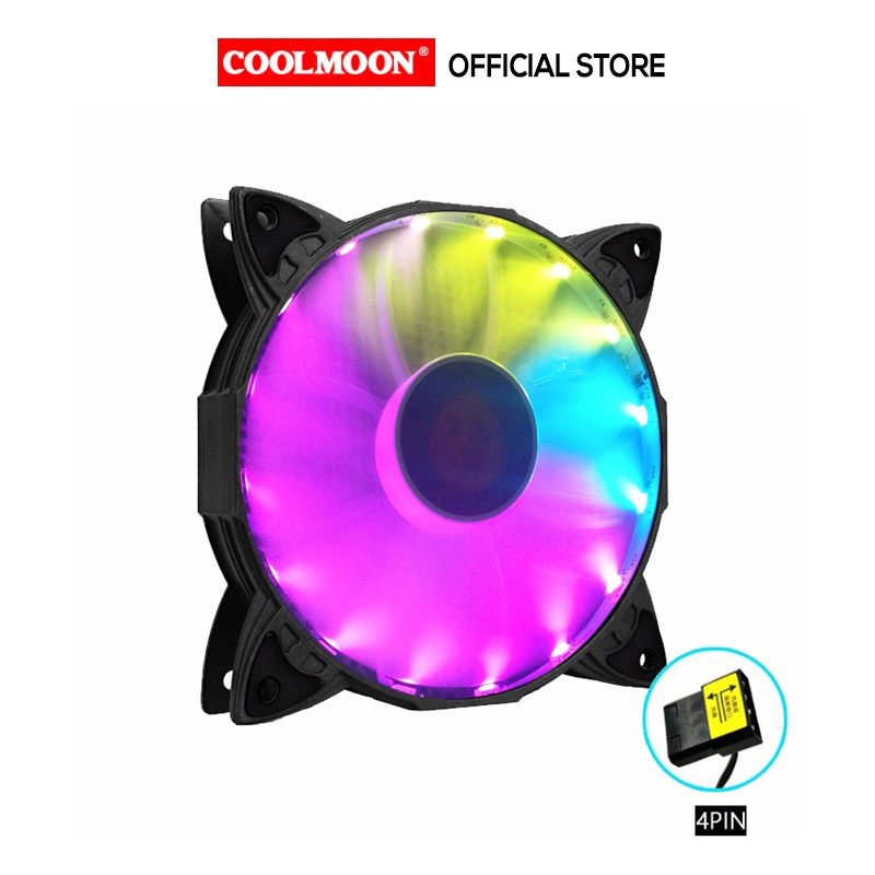 Quạt Tản Nhiệt, Fan Case Led RGB Coolmoon K1 - Tự Động Đổi Màu, Không Cần Hub
