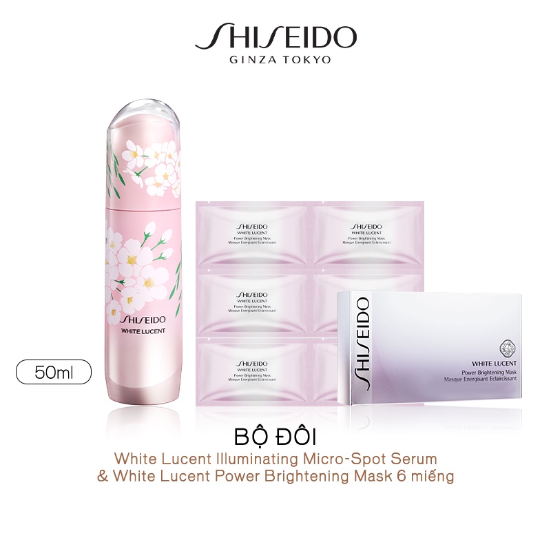 Bộ đôi Shiseido White Lucent Illuminating Micro-Spot Serum 50ml và Shiseido White Lucent Power Brightening Mask 6 miếng