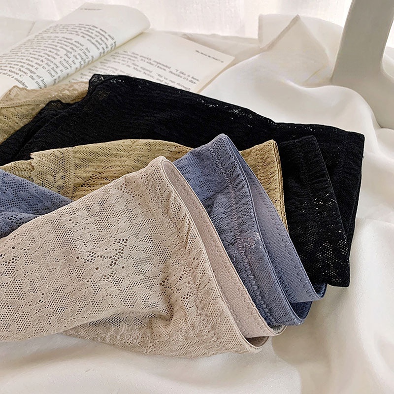 Quần Lót Không Đường May Lưng Cao Viền Ren Thoáng Khí Thoải Mái Cho Nữ