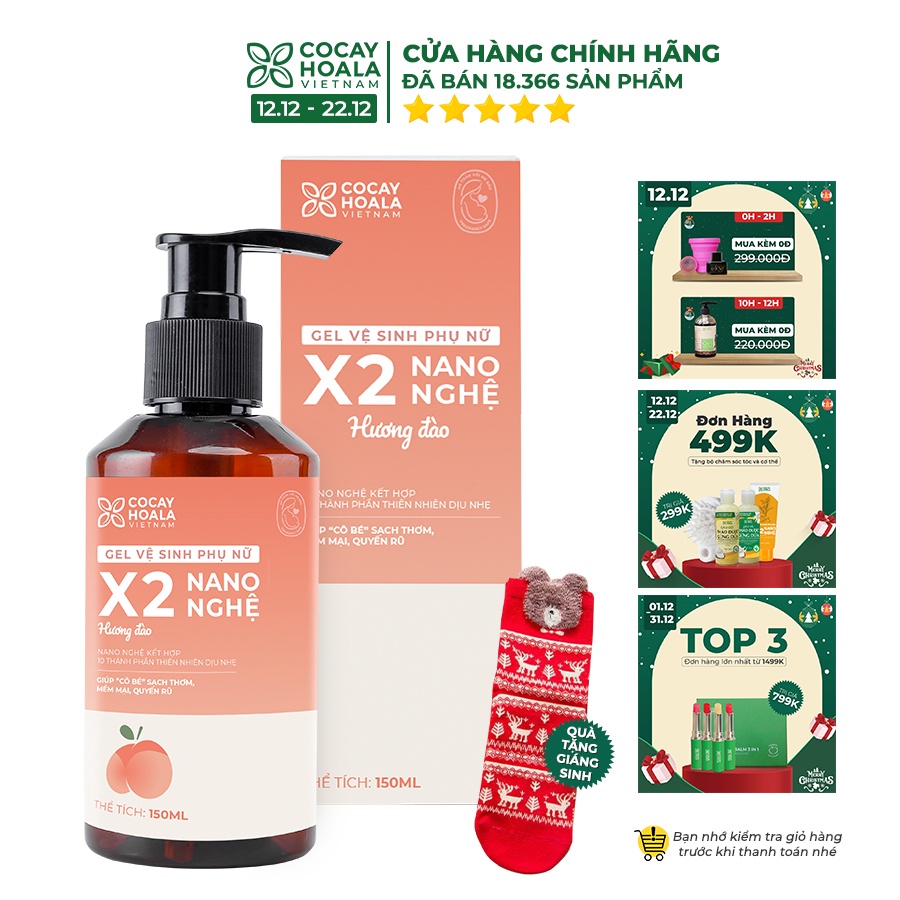 Dung Dịch Vệ Sinh Phụ Nữ Hồng Mịn Se Khít Gel X2 Nano Nghệ Cocayhoala 150ml