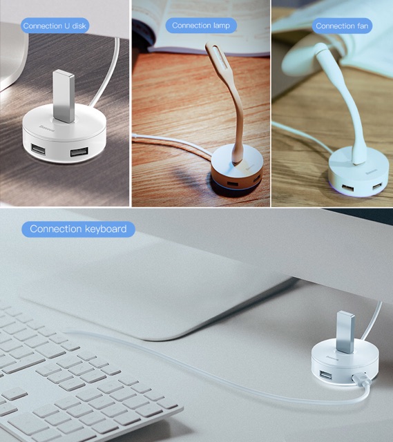 Bộ HUB chuyển đổi Type C sang USB 3.0 Baseus Round Box HUB (4 Port USB, Support Hard Disk)