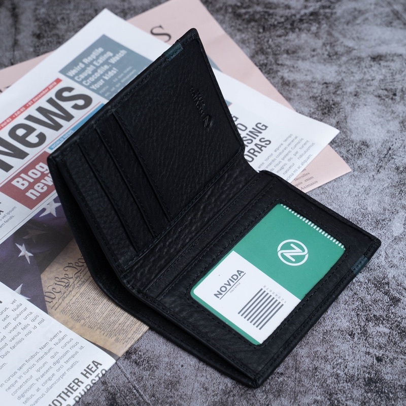Ví Nam Cao Cấp Novida, Da Bò Ý Nguyên Tấm Thượng Hạng, Bóp Nam Da Thật