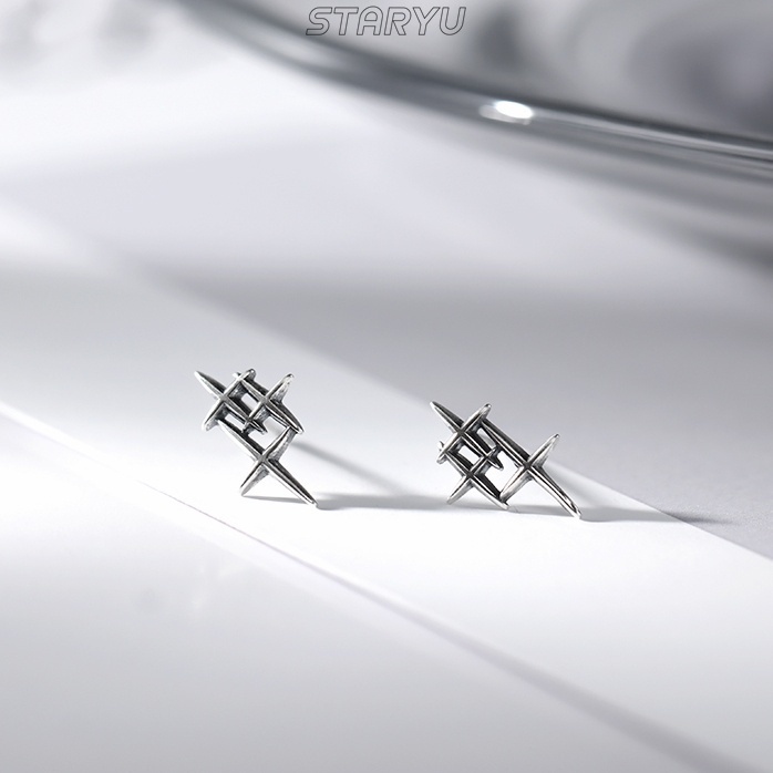 Bông Tai Xỏ Lỗ Hình Ngôi Sao Bằng Bạc S925 Đơn Giản Cho Nữ