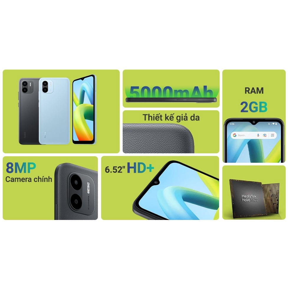 Điện thoại Xiaomi Redmi A1 6.5"  mới Chính hãng - 1 Đổi 1 - Bảo Hành 18 Tháng