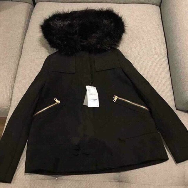 Áo dạ mũ lông sz L
