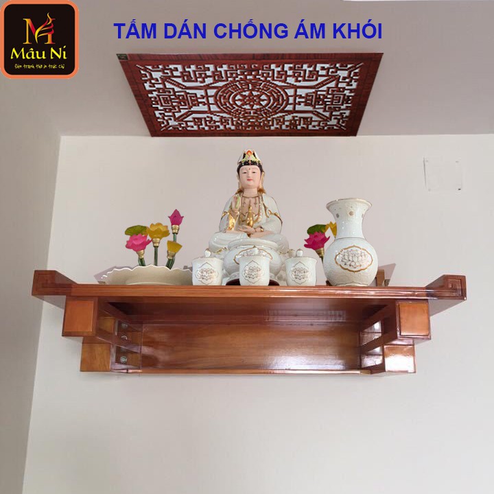 Sx - TẤM DÁN CHỐNG ÁM KHÓI phòng thờ, dán lên trần nhà, không phải khoan - màu nâu gỗ