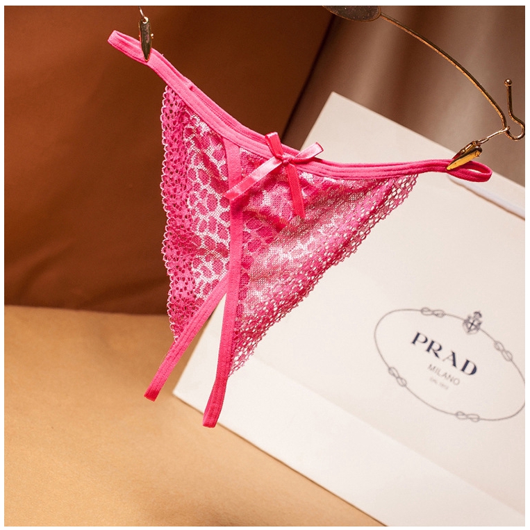 New Sexy Women Leopard Lace Open Crotch Thong Panties with 6 colors 2220