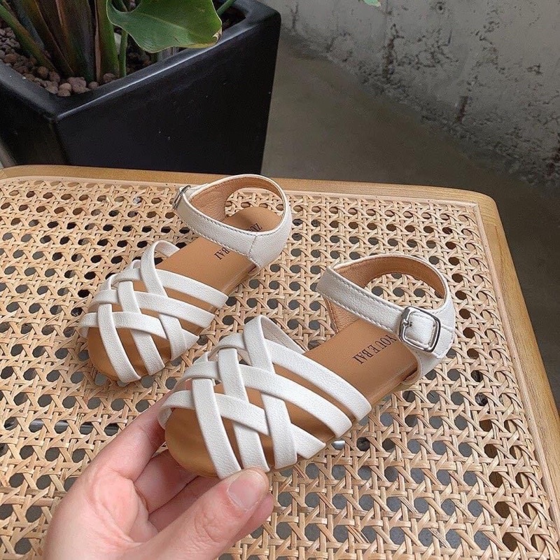 Dép sandal bé gái loại đẹp,kiểu vintage thời trang Hàn Quốc
